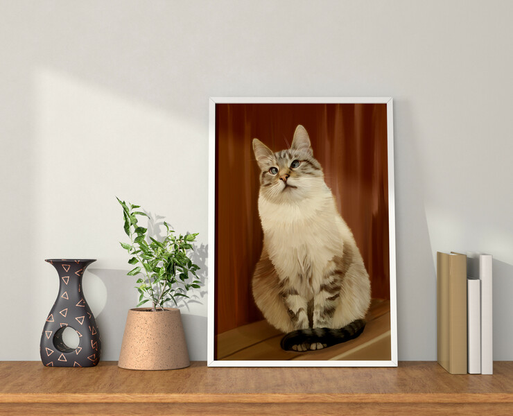 Realistic portrait of a cute cat — Иллюстрация, Графика на Dprofile