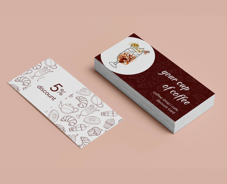 Discount or loyalty card for coffee shop and cafe — Иллюстрация, Графика на Dprofile