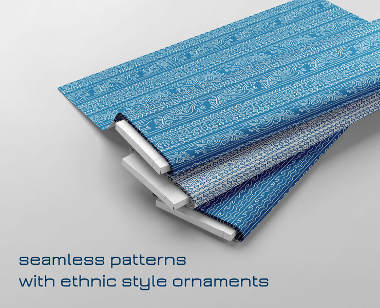 Seamless patterns with ethnic style ornaments — Иллюстрация, Графика на Dprofile