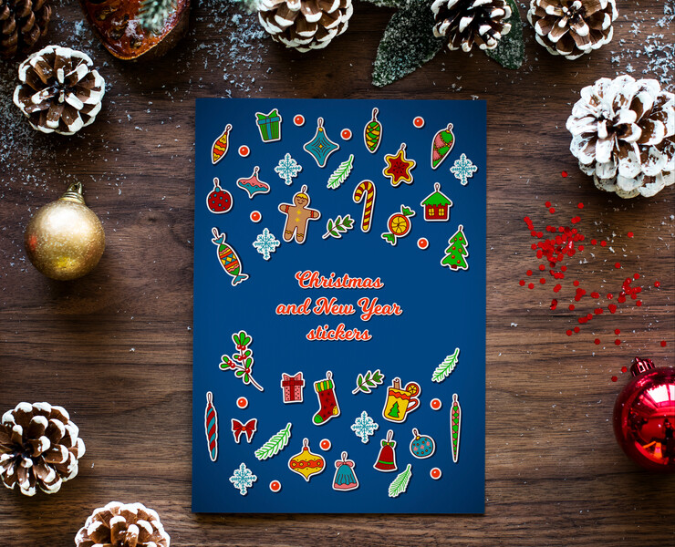 Christmas and New Year stickers — Иллюстрация на Dprofile
