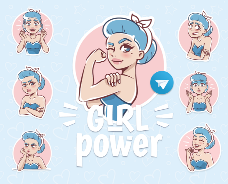 Стикер-пак для телеграм "Girl Power" — Иллюстрация, Графика на Dprofile