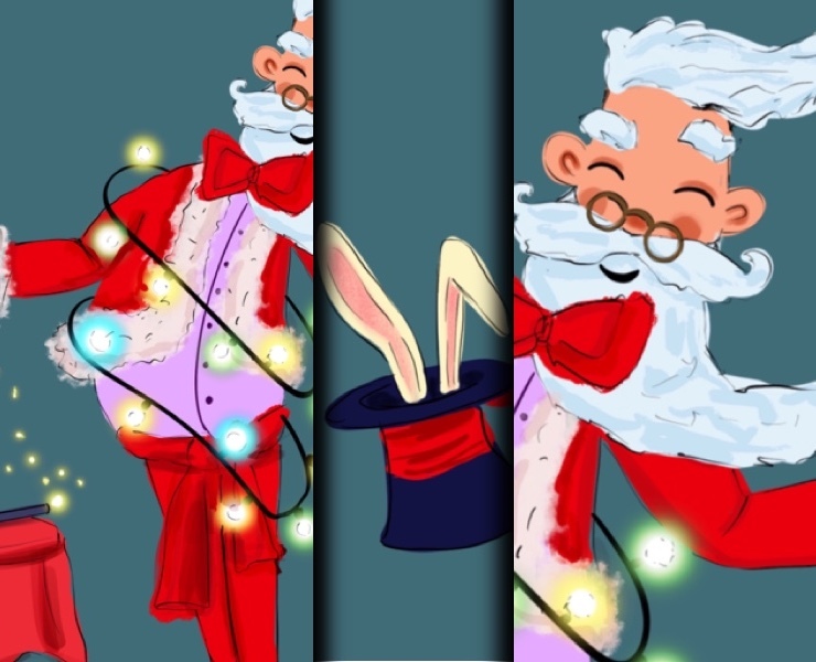 Зимняя иллюстрация с Дедом Морозом — Иллюстрация, Анимация на Dprofile