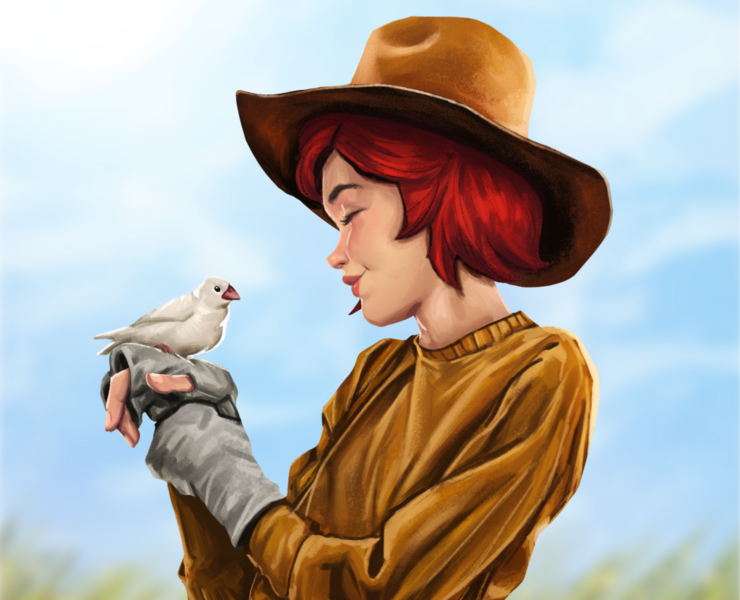 Девушка с птицей — Иллюстрация на Dprofile