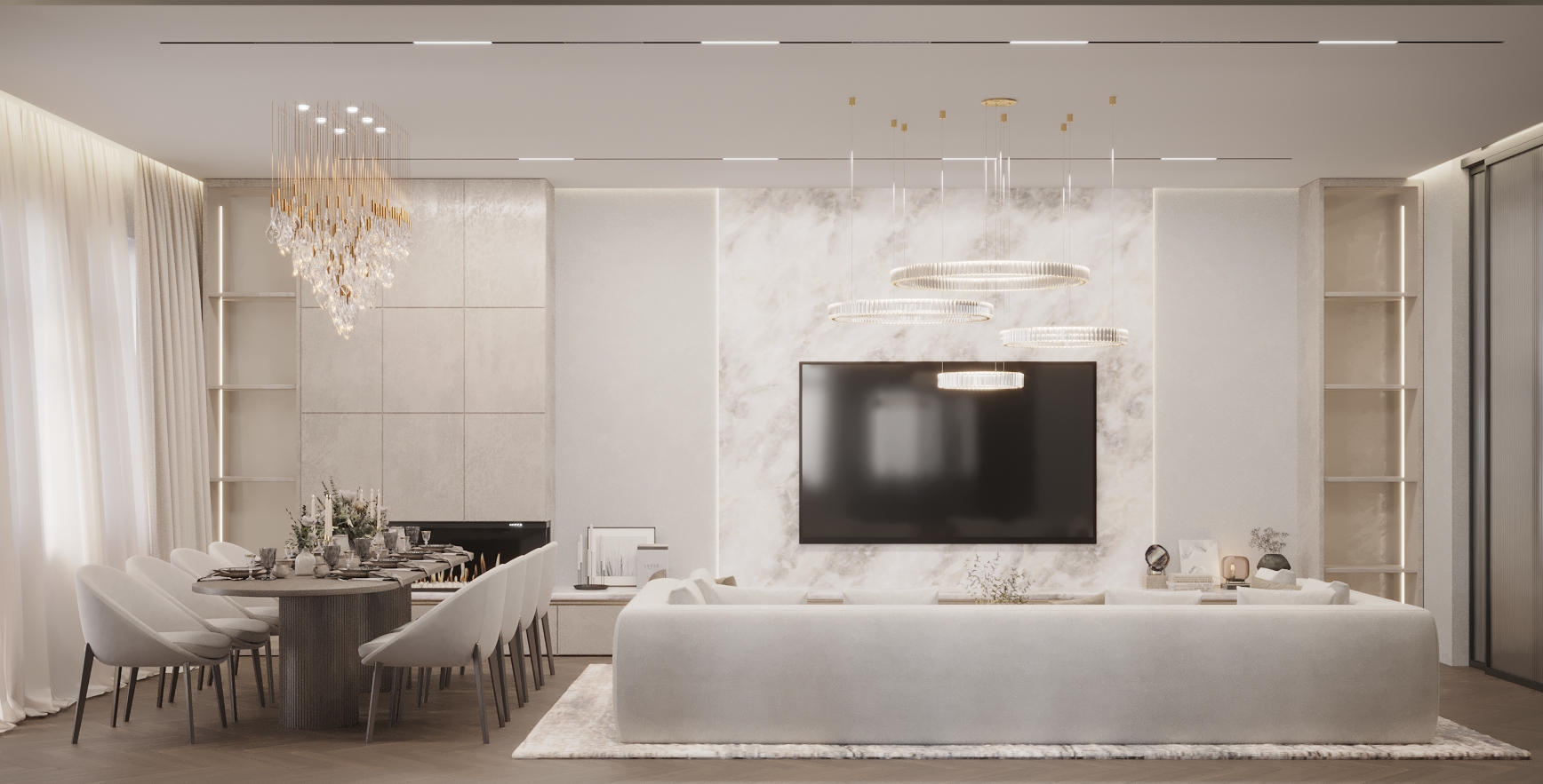 Визуализация дизайн-проекта гостиной/кухни/столовой — Изображение №2 — 3D на Dprofile