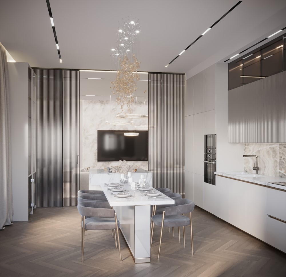 Визуализация дизайн-проекта гостиной/кухни/столовой — Изображение №7 — 3D на Dprofile