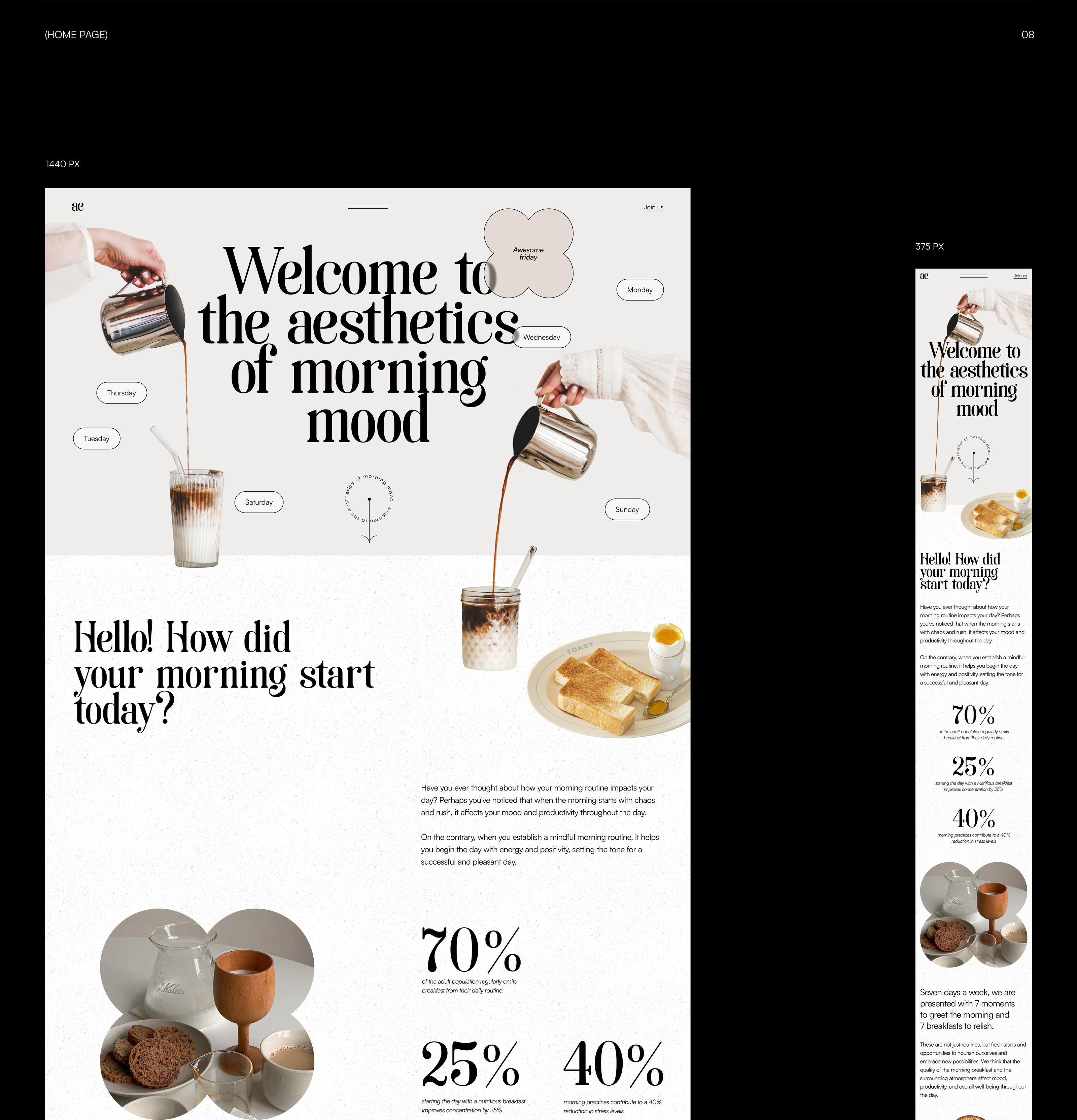 Morning aesthetics website UX/UI DESIGN — Изображение №9 — Интерфейсы, Анимация на Dprofile