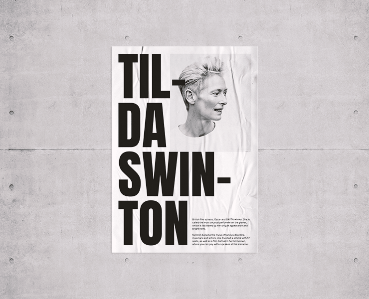 Tilda Swinton poster — Интерфейсы, Графика на Dprofile