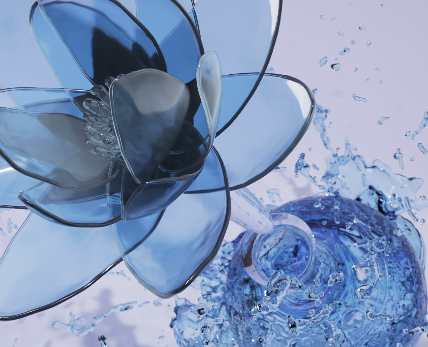 Стеклянный флакон для парфюмерного масла с цветком 3D модель — Графика, 3D на Dprofile