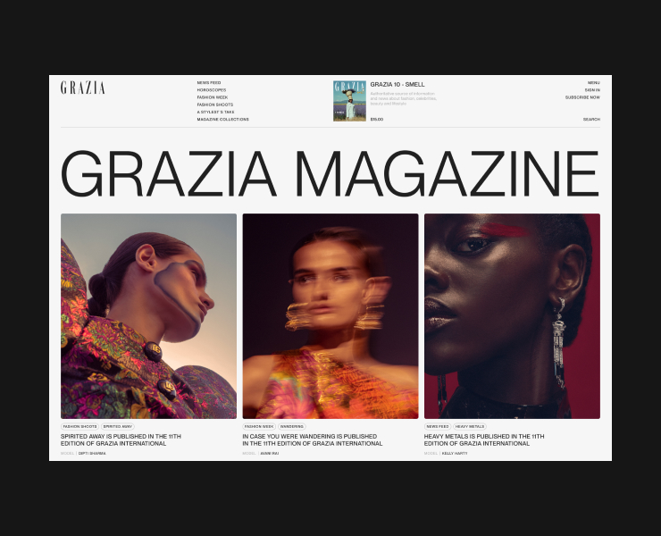 Grazia Magazine | News Site Redesign — Интерфейсы, Брендинг на Dprofile