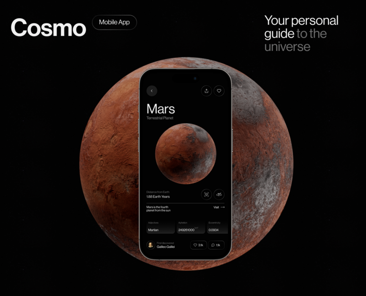 Cosmo App — Интерфейсы, 3D на Dprofile