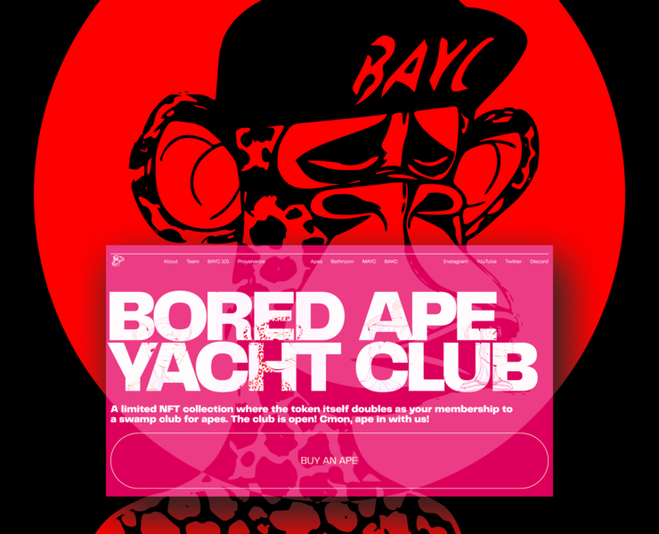 Bored Ape Yacht Club — website redesign — Интерфейсы, Брендинг, Анимация на Dprofile