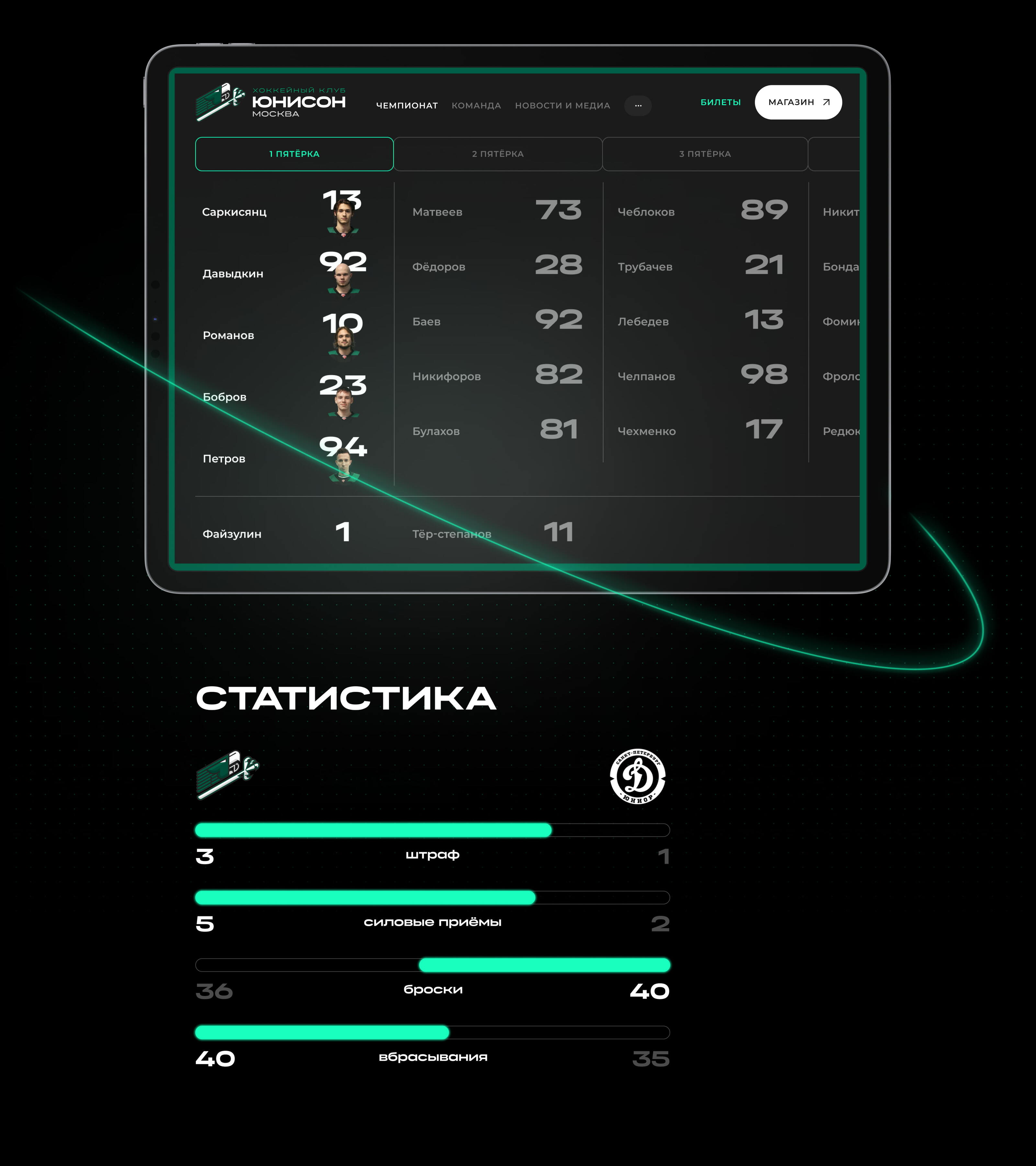 Дизайн основного сайта ХК «Юнисон-Москва» — Изображение №15 — Интерфейсы на Dprofile